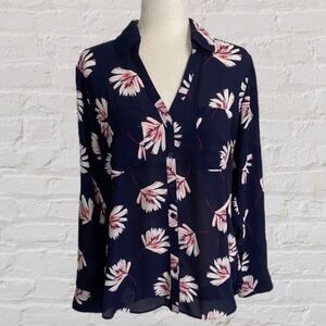 Express Navy Floral Blouse